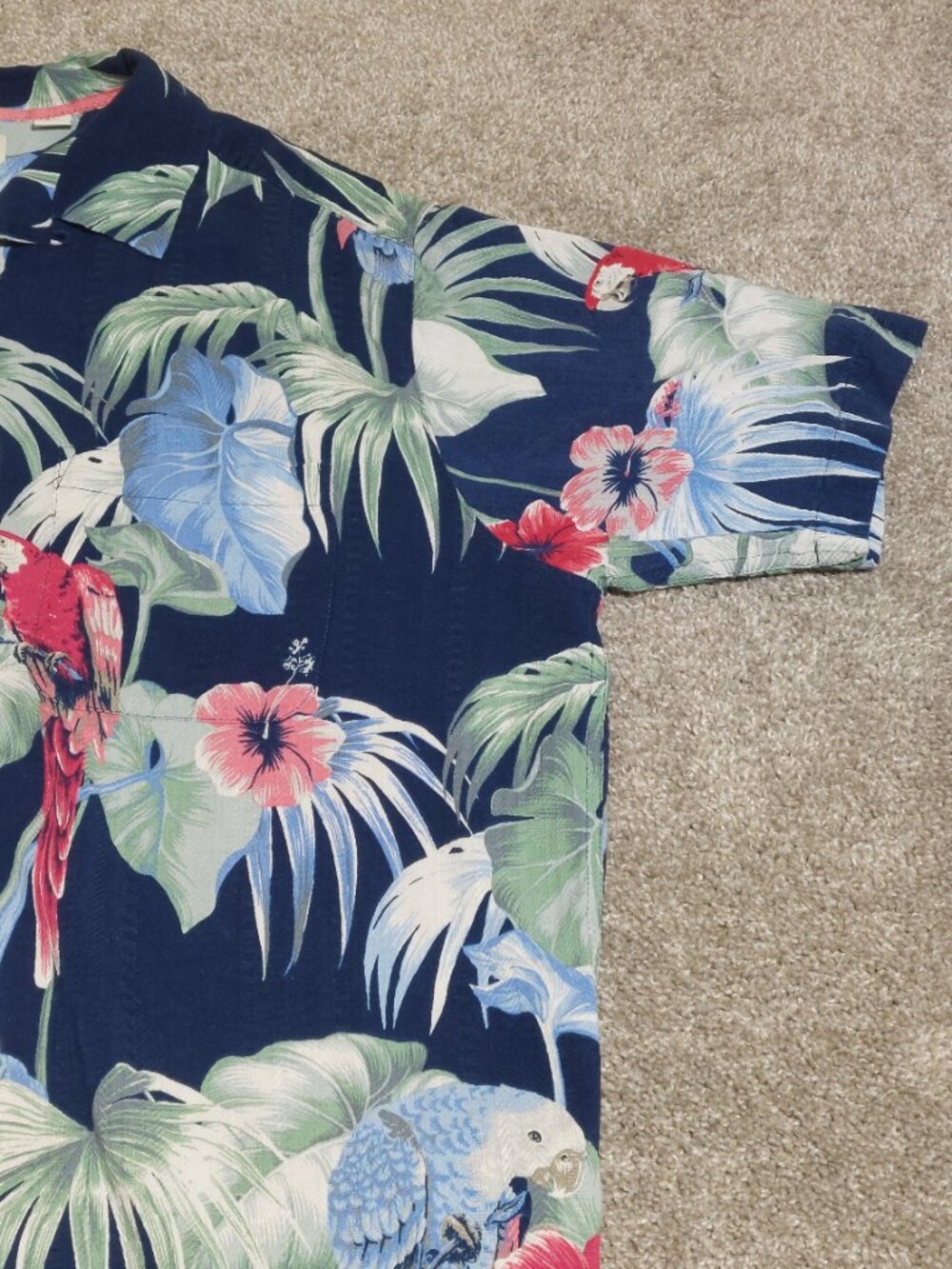 Caribbean Silk Blend Linen Tropical  Resort Button Up Shirt Size XLT - Picture 3 of 7